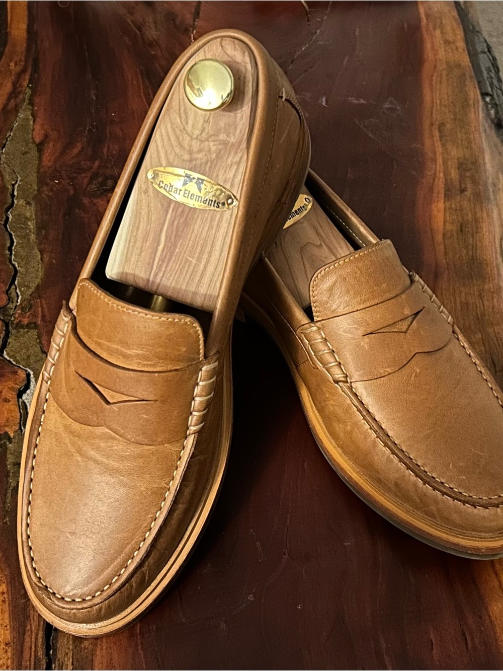 Johnston & Murphy Cognac Leather Penny Loafers